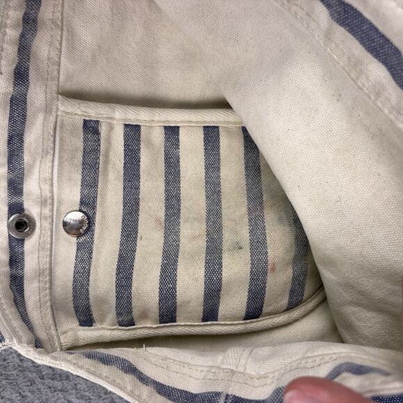 Baggu Tote Bag White Canvas Double Handle Nautical Sailor Stripe Shoulder - Picture 13 of 16